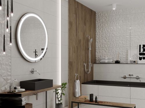 Dizajnersko okroglo ogledalo za kopalnico C4 premium