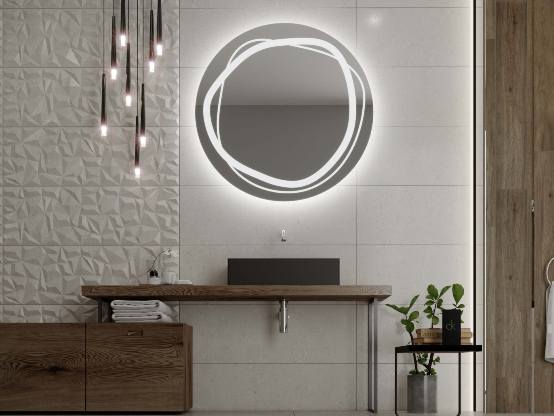 Okroglo ogledalo z LED osvetlitvijo C9