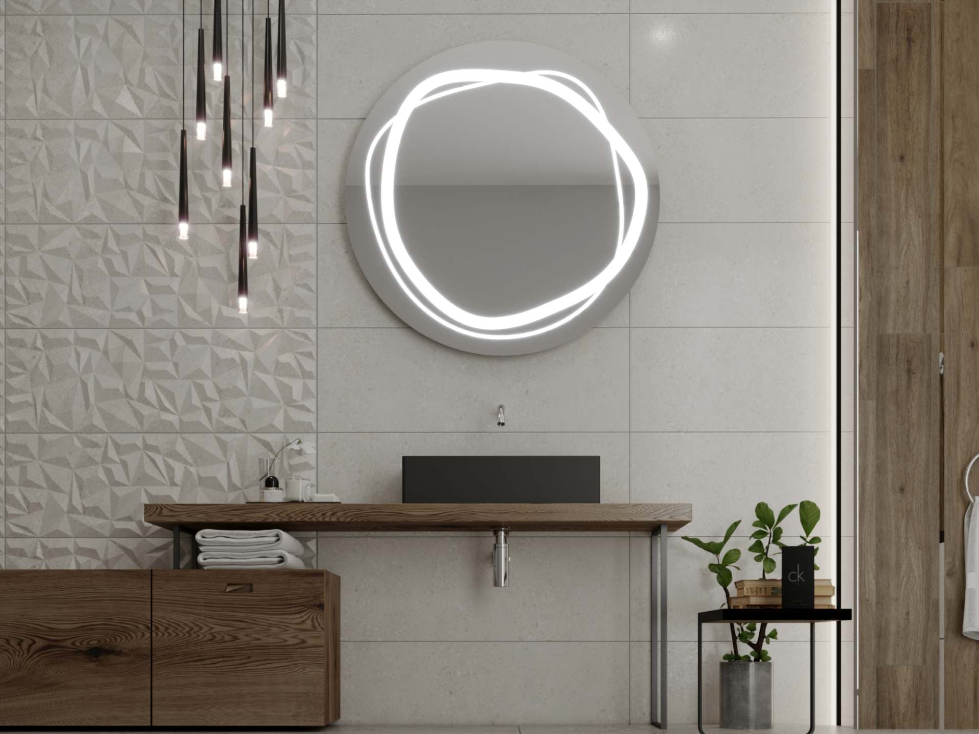 Okroglo ogledalo z LED osvetlitvijo C9 premium