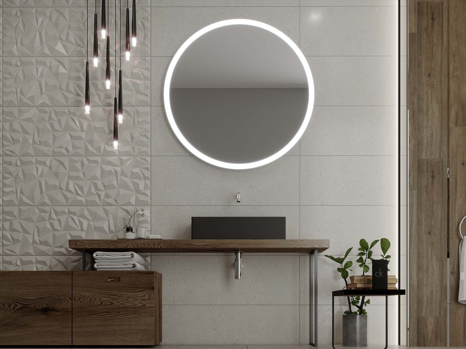 Okroglo ogledalo z LED osvetlitvijo C1 premium