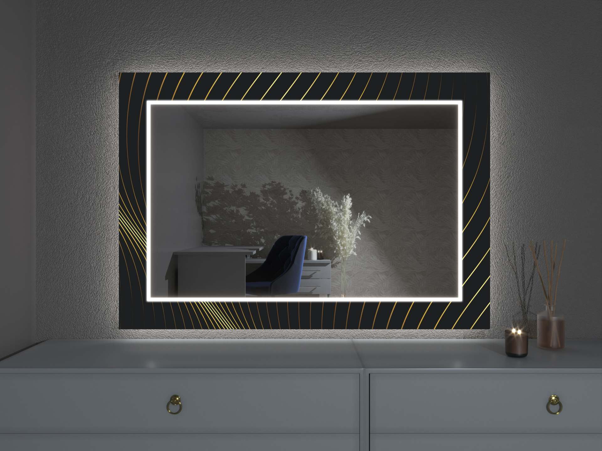 LED ogledalo z dekorjem D6