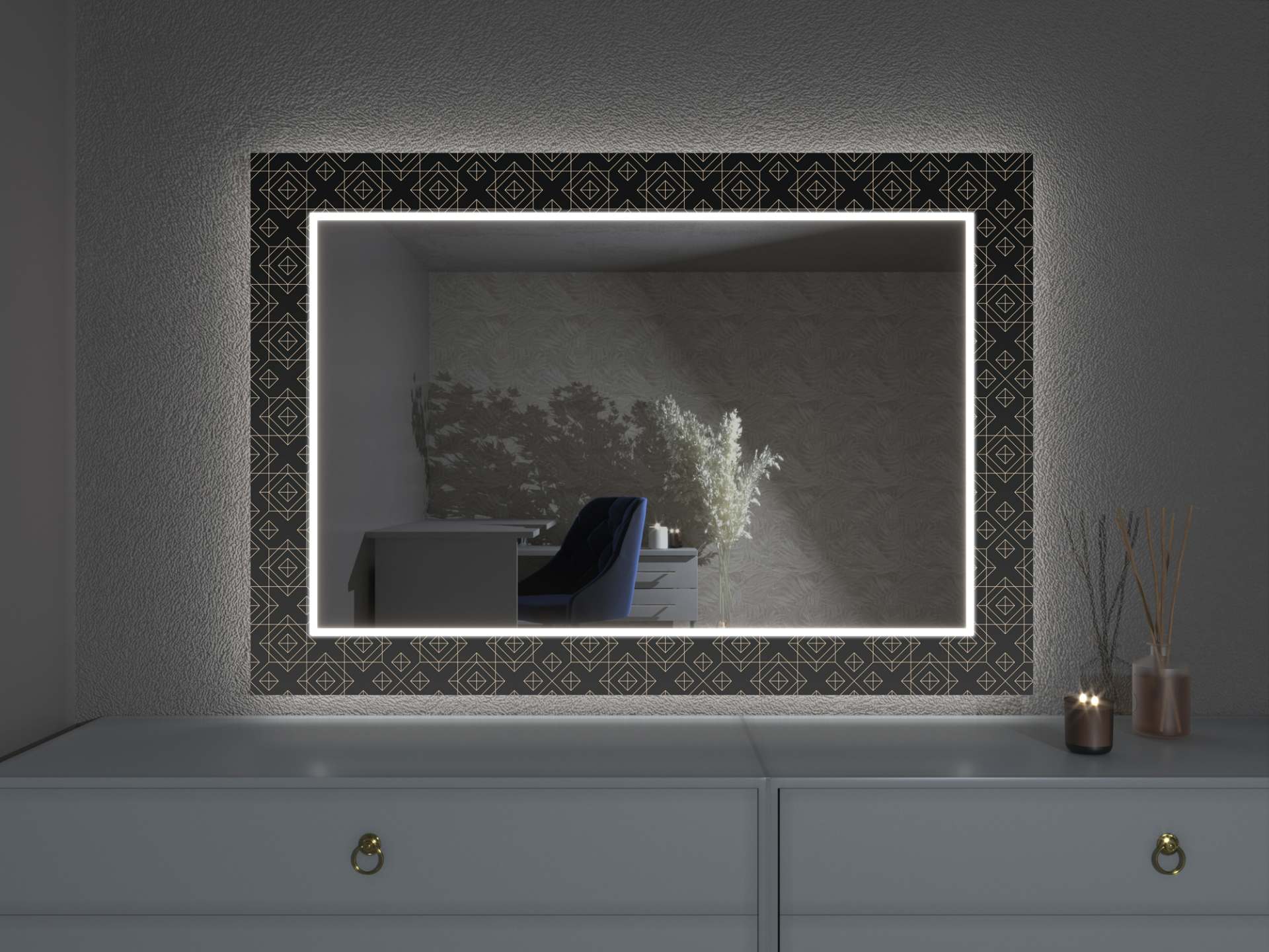 LED ogledalo z dekorjemD14